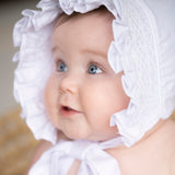 Smocked White Bonnet