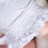 Smocked White Bonnet