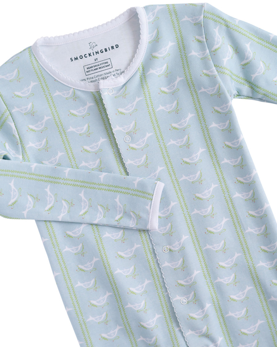 Dove Print Pima Footed Pajamas- FINAL SALE