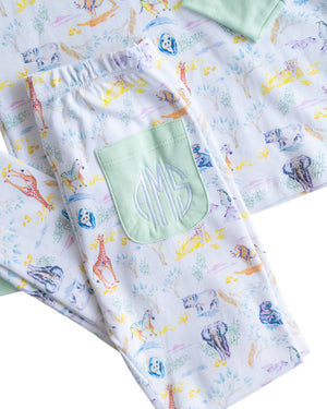 Rainbow Zoo Animals Pima Cotton Pajama Set