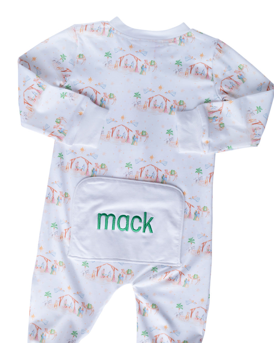Nativity Print Zip Up Pajamas