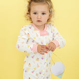 Party Time Pima Zip Up Pajamas with Pink Trim- FINAL SALE