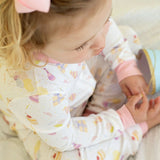 Party Time Pima Zip Up Pajamas with Pink Trim- FINAL SALE