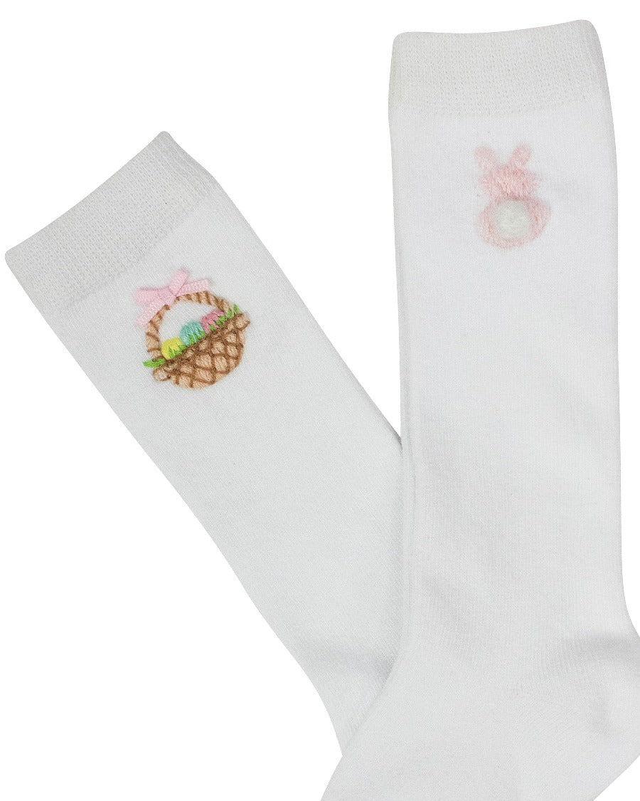 Easter Embroidered Socks, 2 Pair Pack, Bunny and Basket