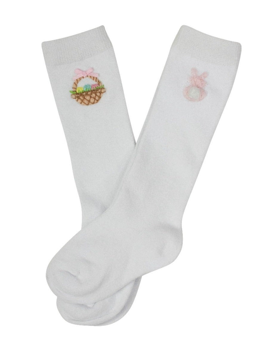 Easter Embroidered Socks, 2 Pair Pack, Bunny and Basket