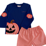 Jackolantern Applique Shorts Set