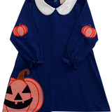 Jackolantern Applique Navy Knit Dress