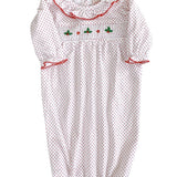 Hollyberries Smocked Polka Dot Knit Baby Gown
