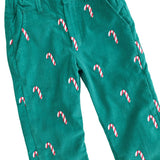 Candy Cane Embroidered Corduroy Pants