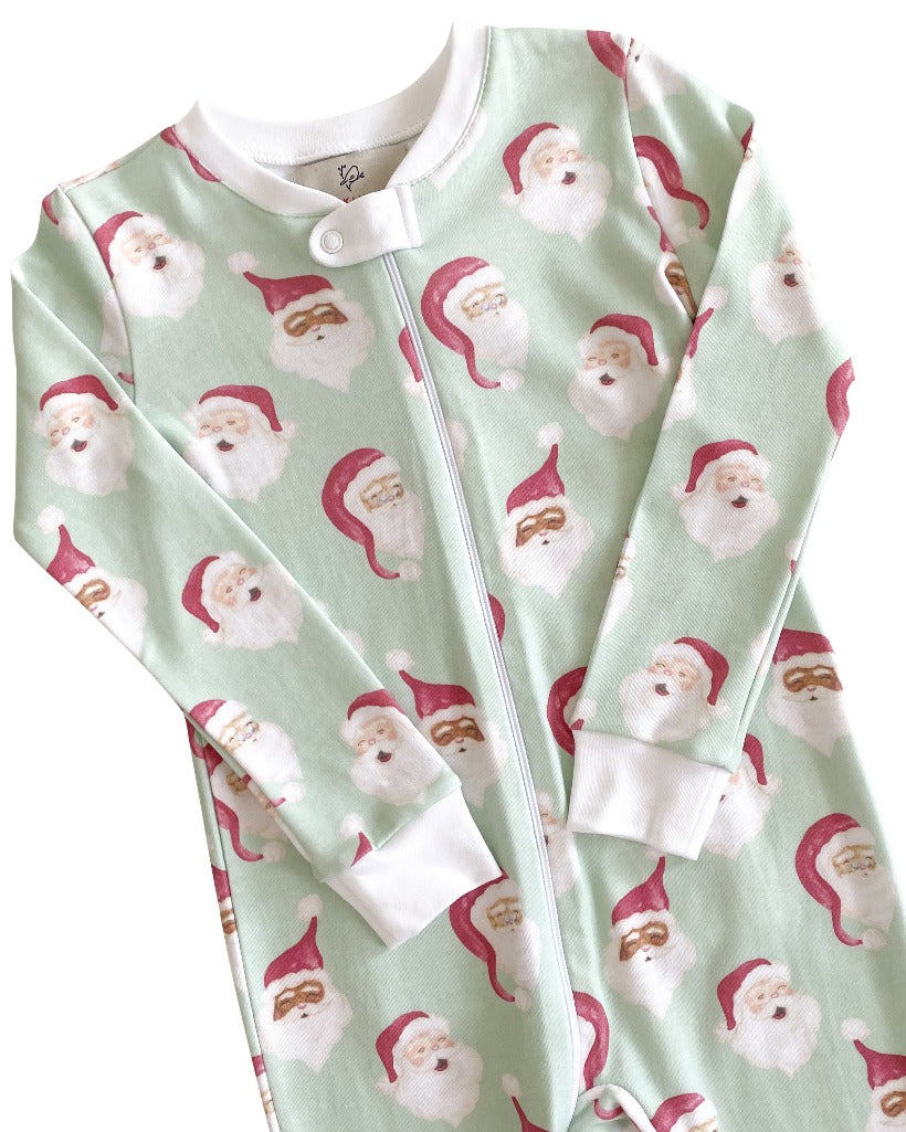 Jolly Santa Pima Cotton Zip Up Pajamas-FINAL SALE