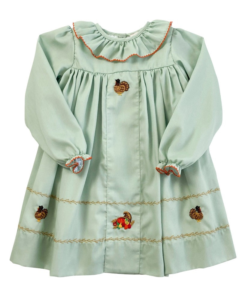 Turkey Embroidered Sage Green Dress