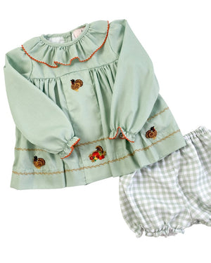 Turkey Embroidered Sage Green Bloomer Set
