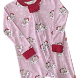 Vintage Santa Pink Pima Cotton Zip Up Pajamas- FINAL SALE