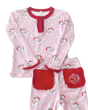 Vintage Santa Pink Pima Cotton Pajama Set