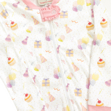 Party Time Pima Zip Up Pajamas with Pink Trim- FINAL SALE