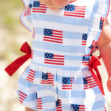 American Flag Blue Striped Girl Bubble