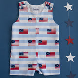 American Flag Blue Striped Shortall