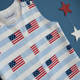 American Flag Blue Striped Shortall