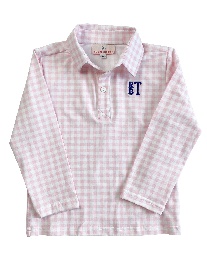 Pink Gingham Knit Long Sleeved Shirt- FINAL SALE
