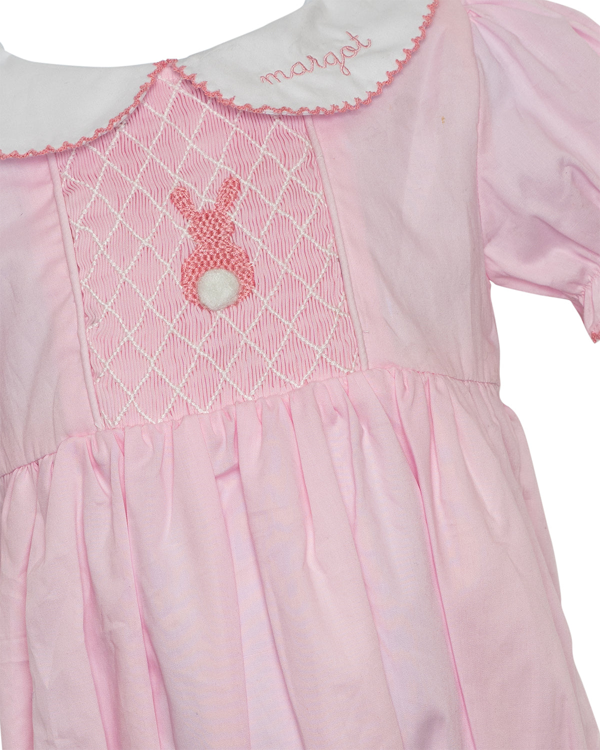 Easter Bunny Smocked Pink Bubble- FINAL SALE