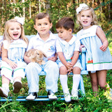 Bunny and Carrots Blue Seersucker Bloomer Set