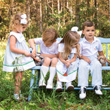 Bunny and Carrots Blue Seersucker Bloomer Set