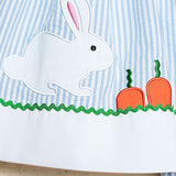 Bunny and Carrots Blue Seersucker Bloomer Set