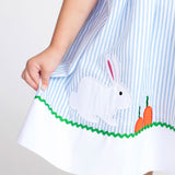 Bunny And Carrots Blue Seersucker Dress-FINAL SALE
