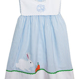 Bunny And Carrots Blue Seersucker Dress-FINAL SALE