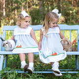 Bunny And Carrots Blue Seersucker Dress-FINAL SALE