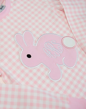 Bunny Applique Pink Gingham Pajamas- FINAL SALE