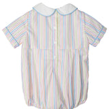 Bunnies Smocked Colorful Stripes Bubble In Blue-FINAL SALE