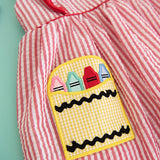 Crayon Pocket Red Seersucker Dress