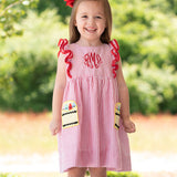Crayon Pocket Red Seersucker Dress