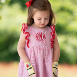 Crayon Pocket Red Seersucker Dress