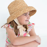 Straw Sun Hat with Ecru Ribbon