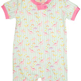 Dinomite Dinosaurs Short Sleeve Zip Up Pajamas with Pink Trim-FINAL SALE
