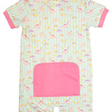 Dinomite Dinosaurs Short Sleeve Zip Up Pajamas with Pink Trim-FINAL SALE