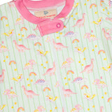 Dinomite Dinosaurs Short Sleeve Zip Up Pajamas with Pink Trim-FINAL SALE