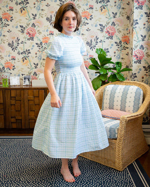 Pastel Plaid Shirred Dress for Woman-FINAL SALE