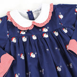 Embroidered Santa Navy Dress
