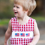 Flags Smocked Red Gingham Shortall