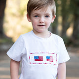 Flags Smocked Red Gingham Boy Shorts Set