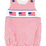 Flags Smocked Red Windowpane Boy Bubble