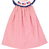Flags Smocked Red Windowpane Dress