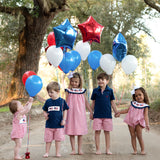 Flags Smocked Red Windowpane Boy Bubble