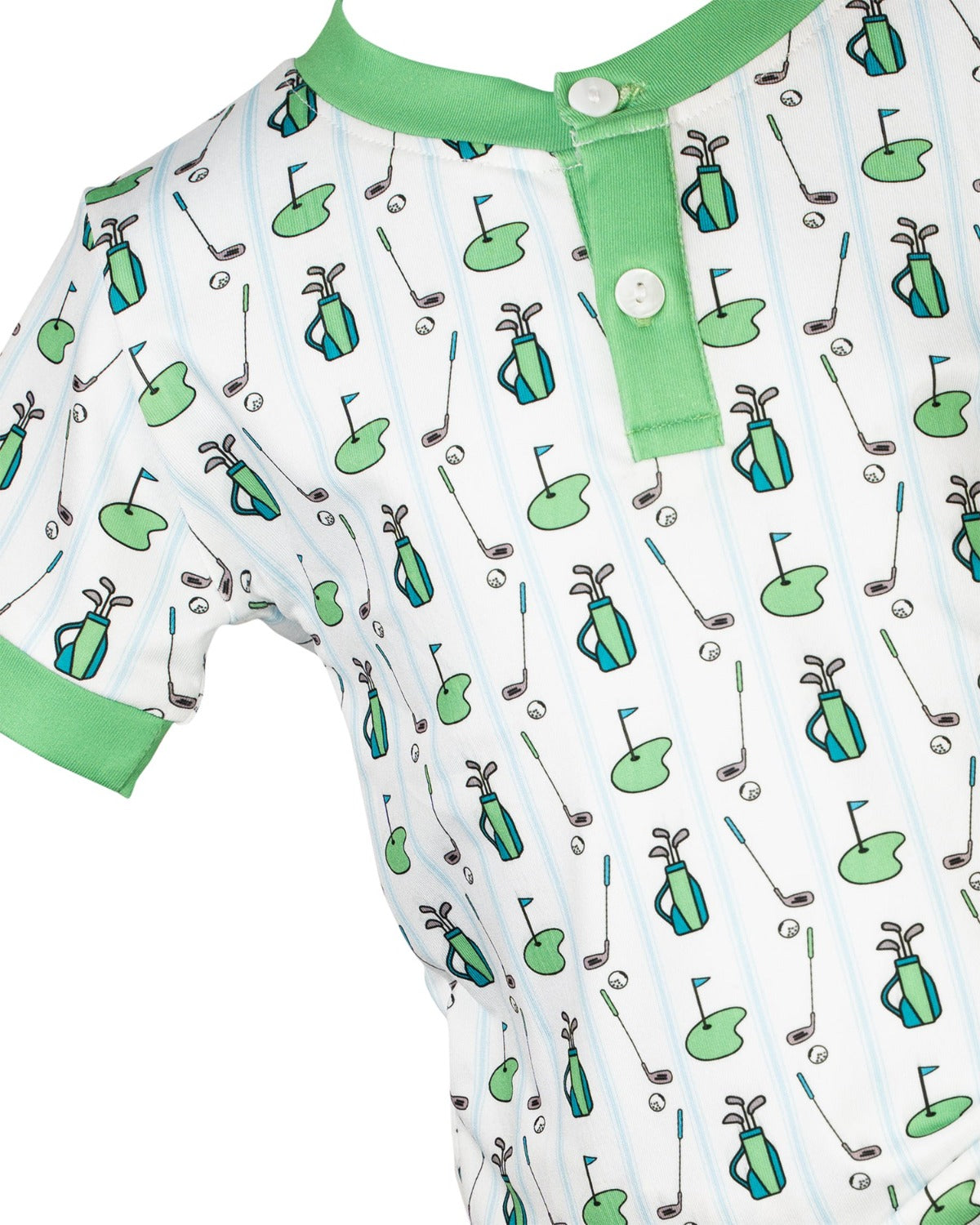 Tee Time Golf Green Trimmed Short Sleeve Pajama Set-FINAL SALE