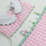 Golf Smocked Pink Checked Dress with Bow Detail