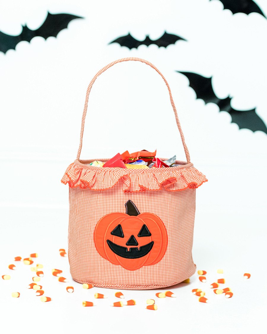 Jack O&#39;Lantern Applique Ruffle Trick Or Treat Bag