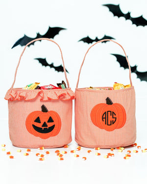 Jack O'Lantern Applique Ruffle Trick Or Treat Bag